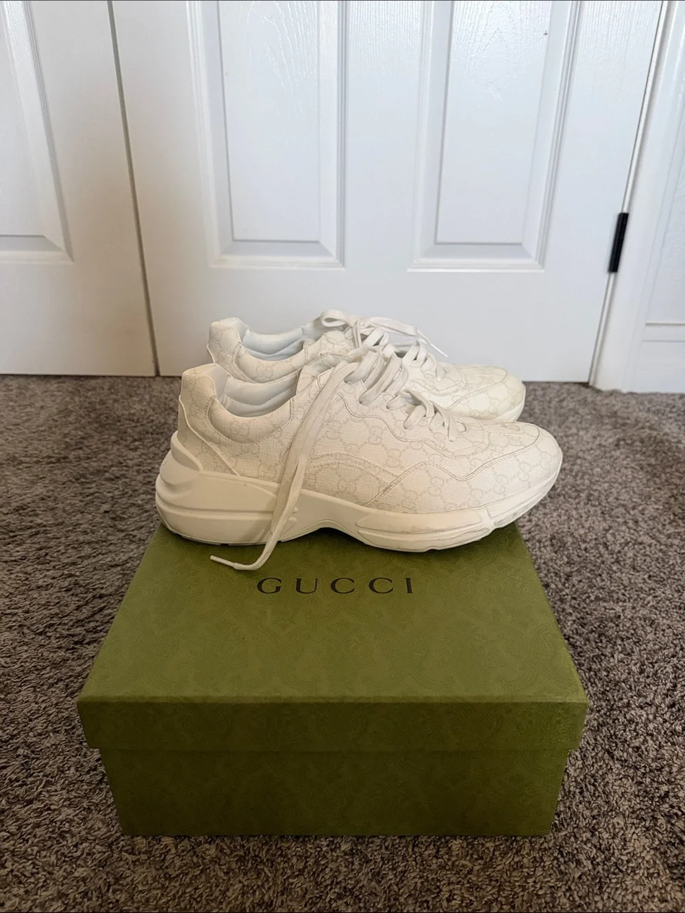 Gucci White GG Monogram Platform Sneakers